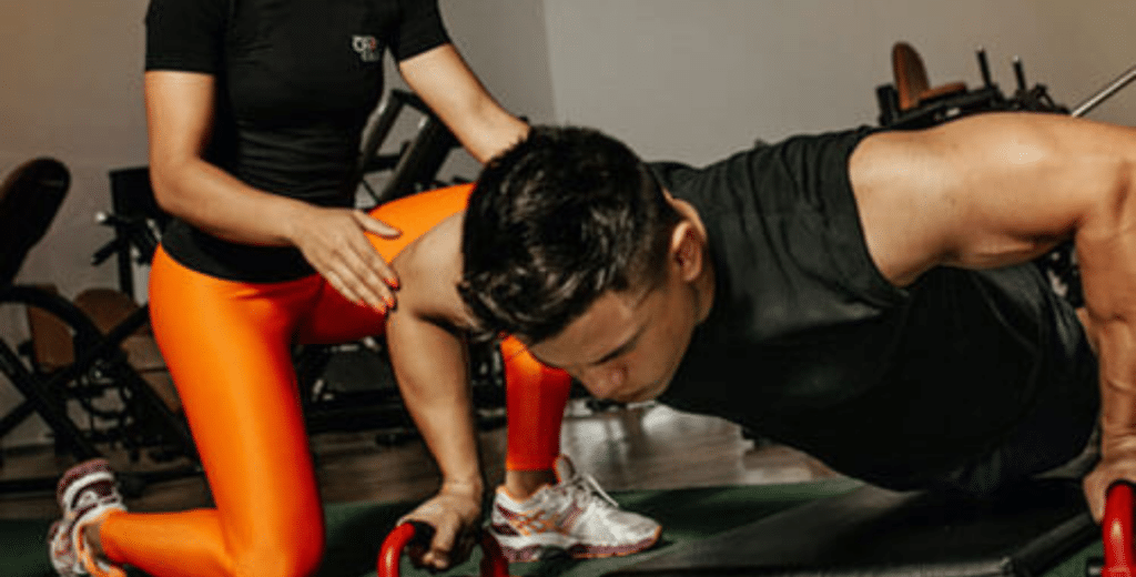 A client rehabbing an injury