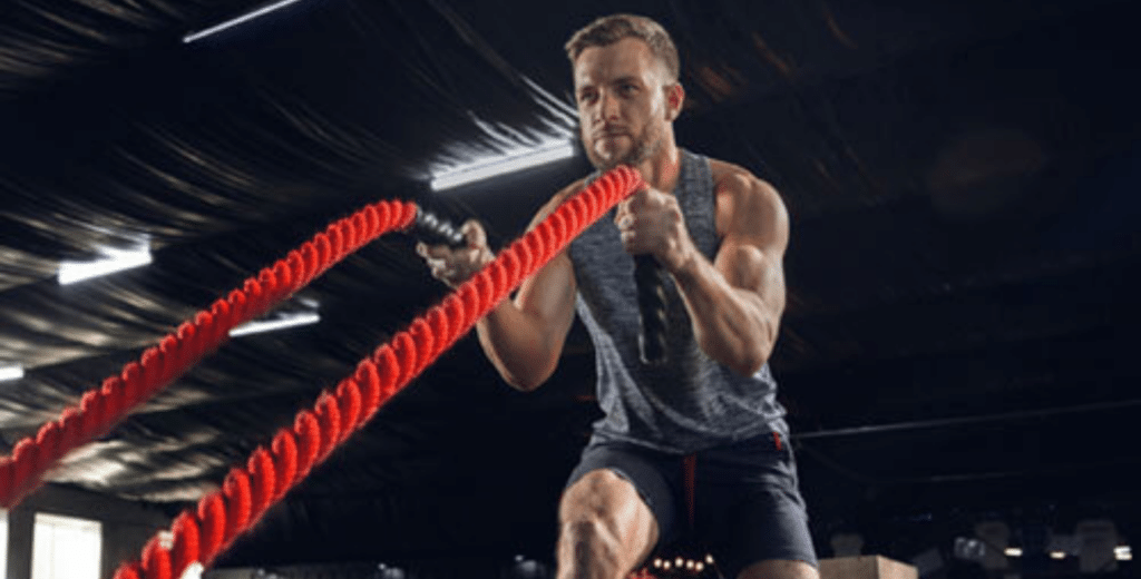 A client doing rope training