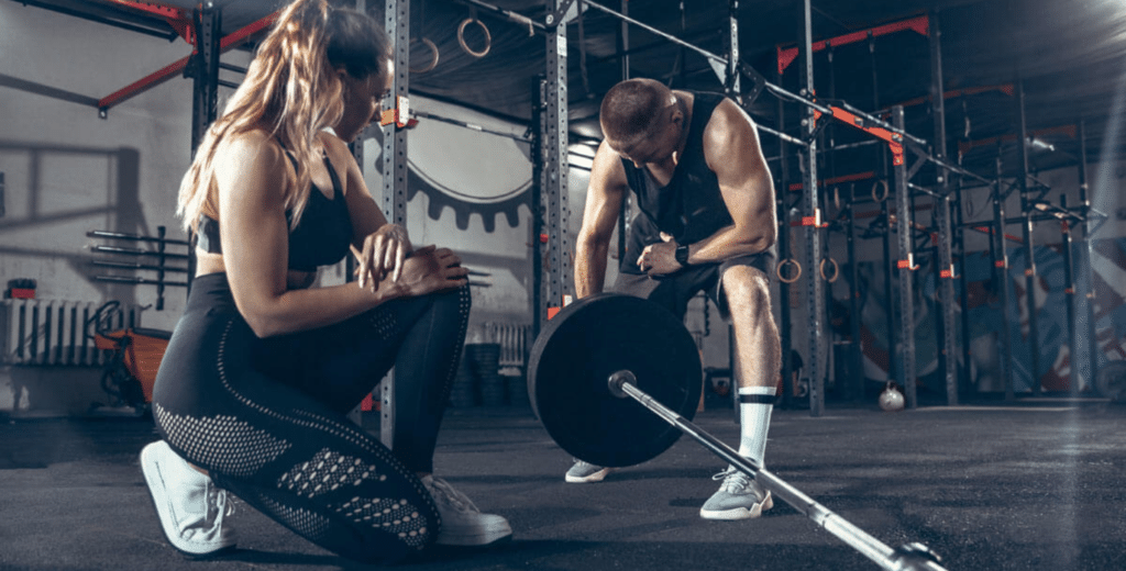A client lifting weights